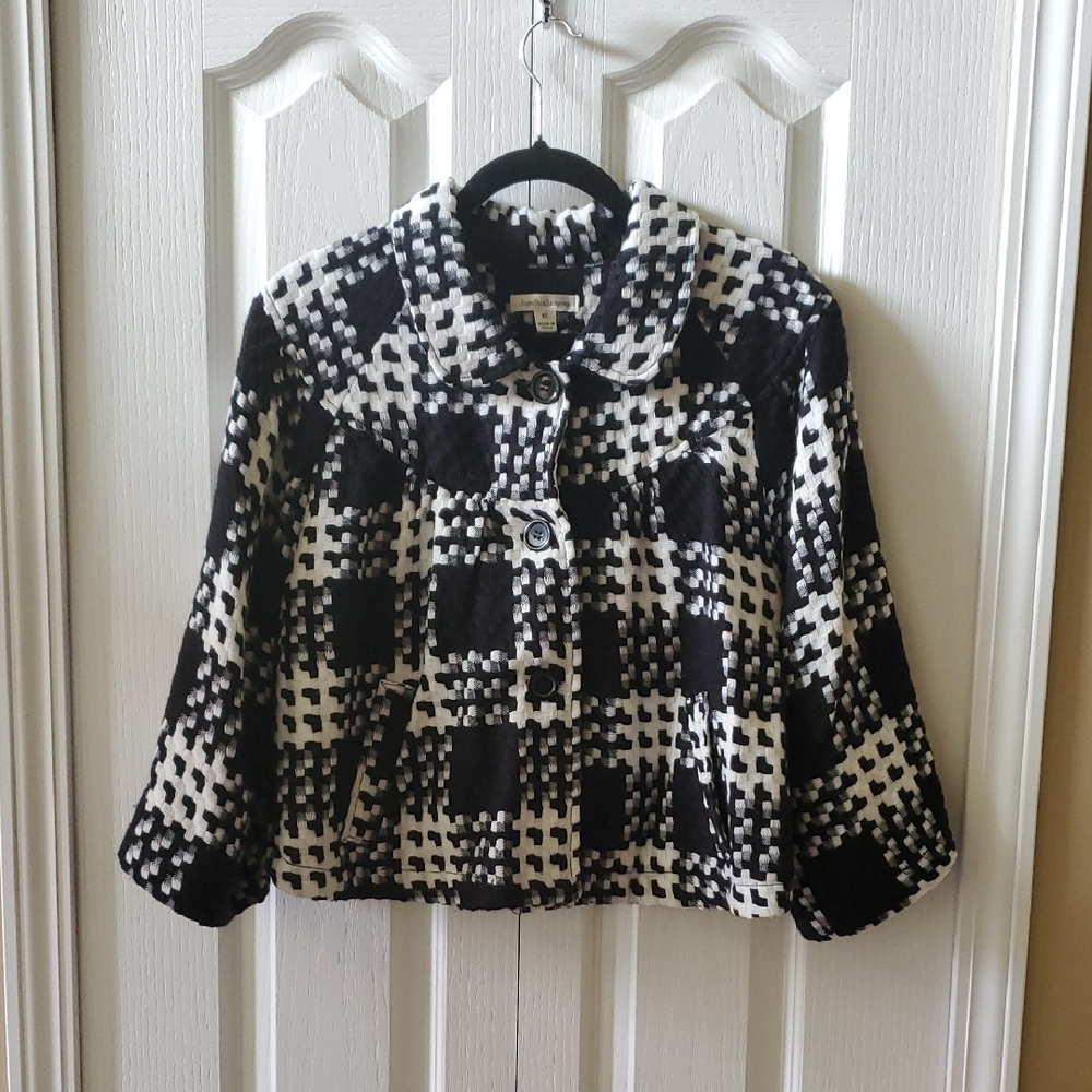 JohnPaulRichard Black and White Checkered Teddy Jacket